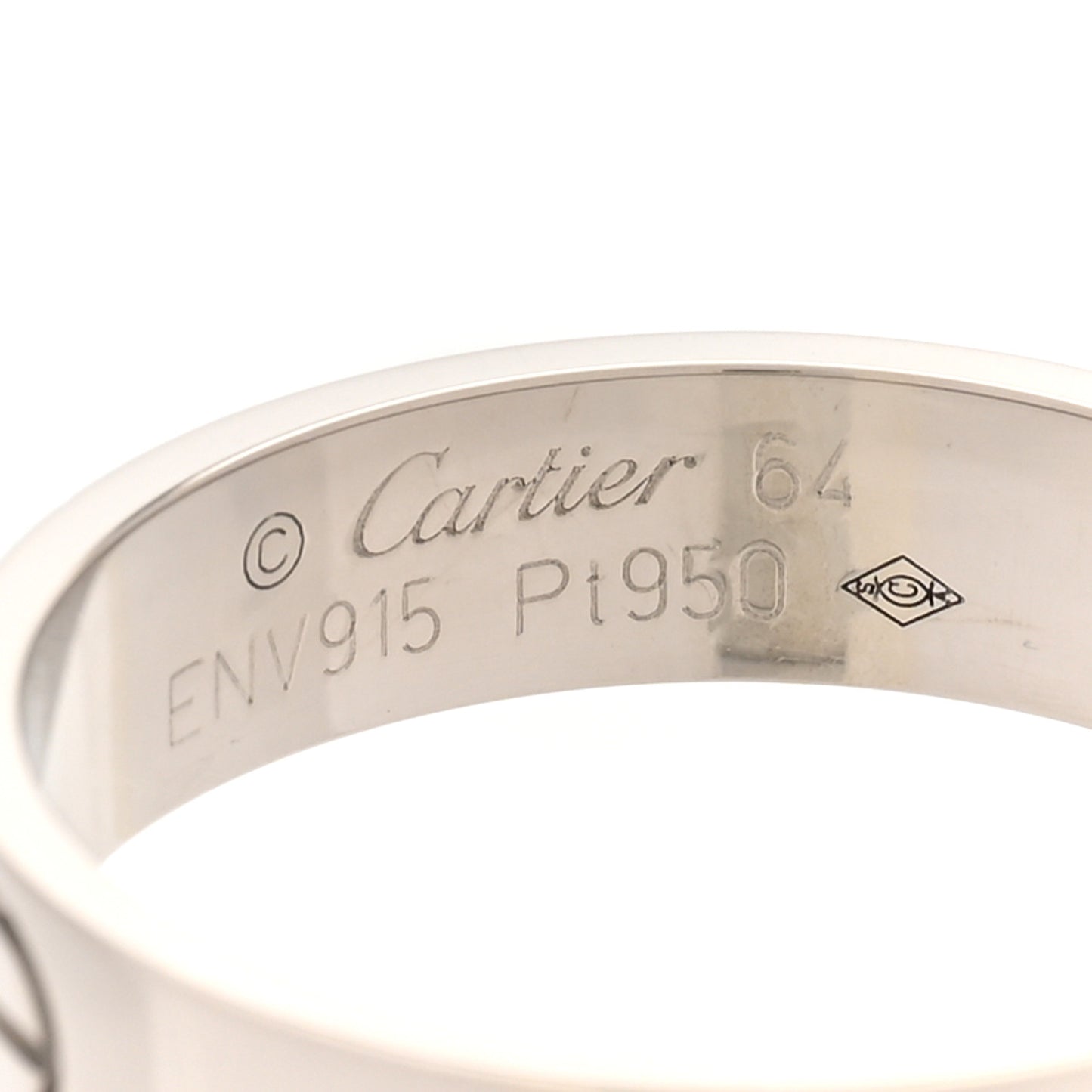 Platinum 5.5mm LOVE Ring 64 10.75