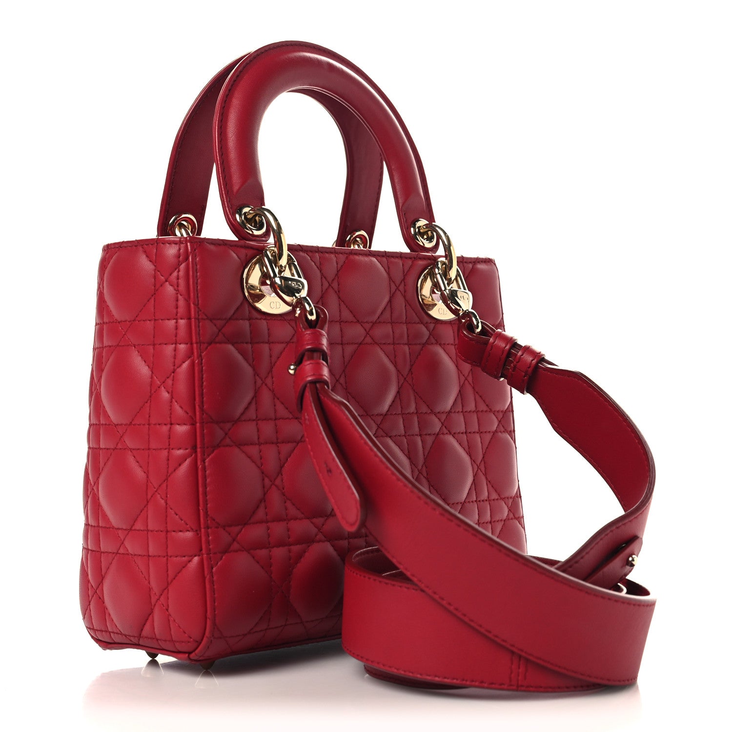 Christian Dior Lambskin Cannage Small My ABCDior Lady Dior Red 3 of 12