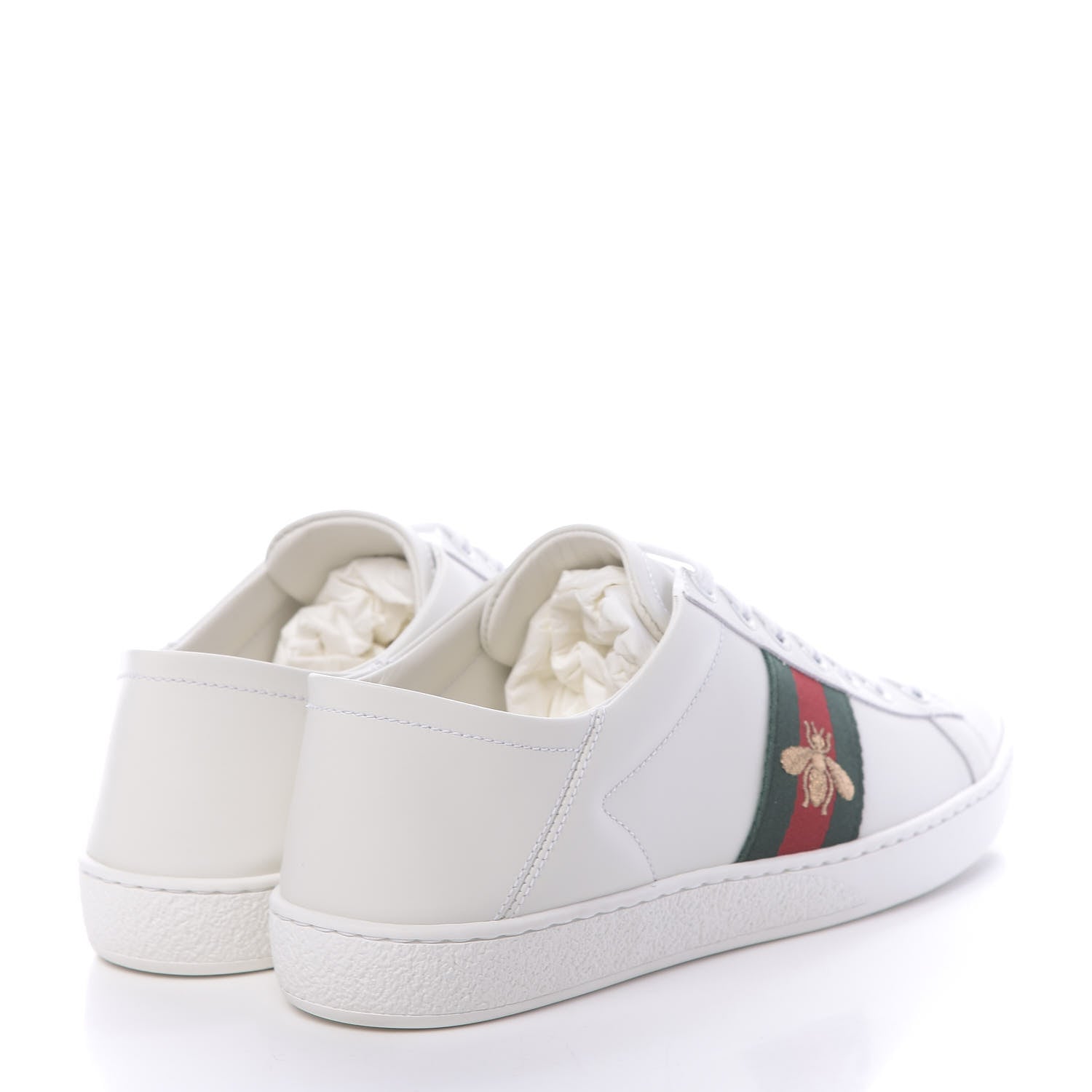 Gucci Calfskin Web Bee Embroidered Womens Ace Sneakers 39.5 White Green 4 of 10