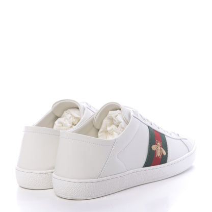 Gucci Calfskin Web Bee Embroidered Womens Ace Sneakers 39.5 White Green 4 of 10