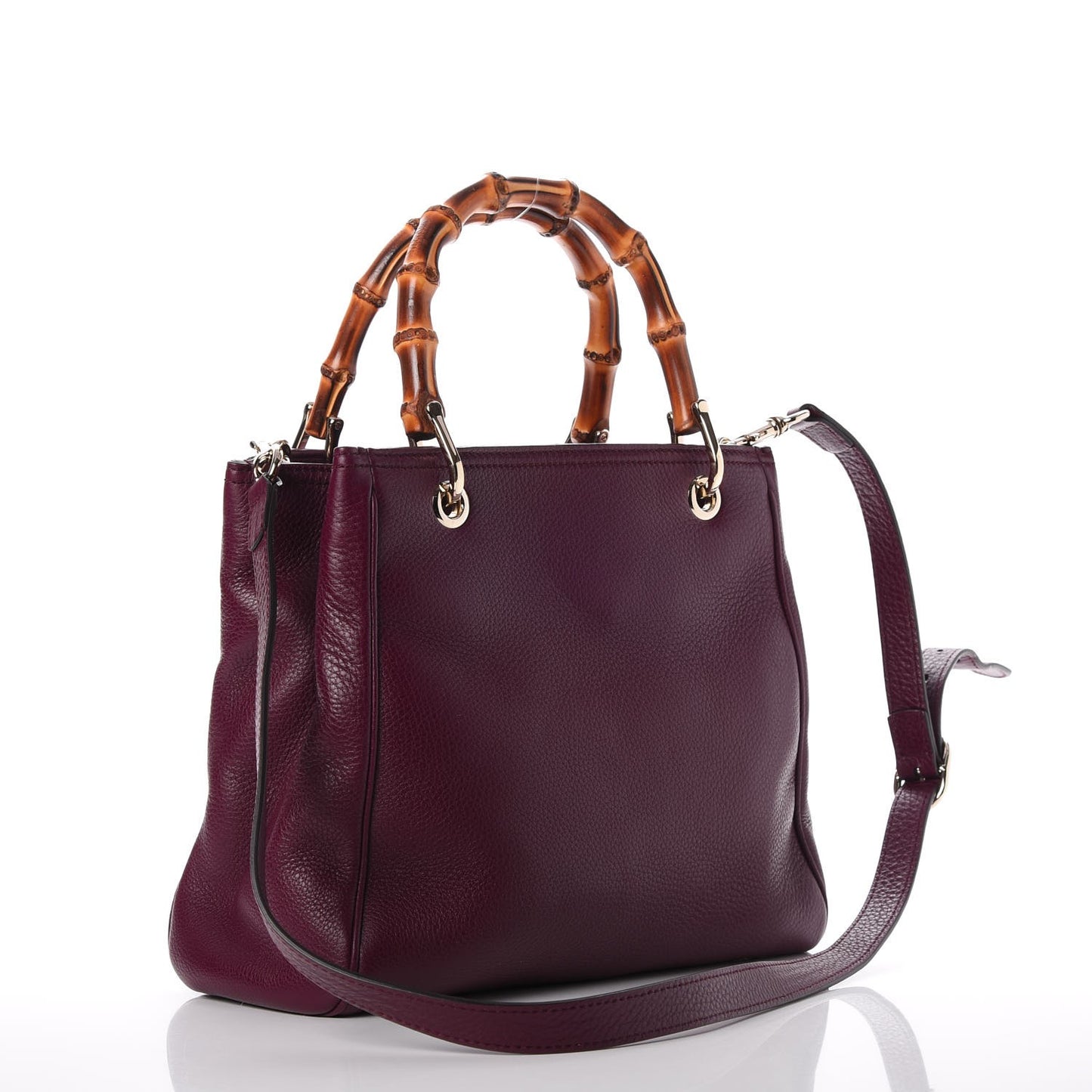 Calfskin Small Bamboo Shopper Tote Burgundy
