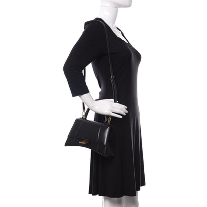 Balenciaga Shiny Box Calfskin Small Hourglass Top Handle Bag Black 2 of 12