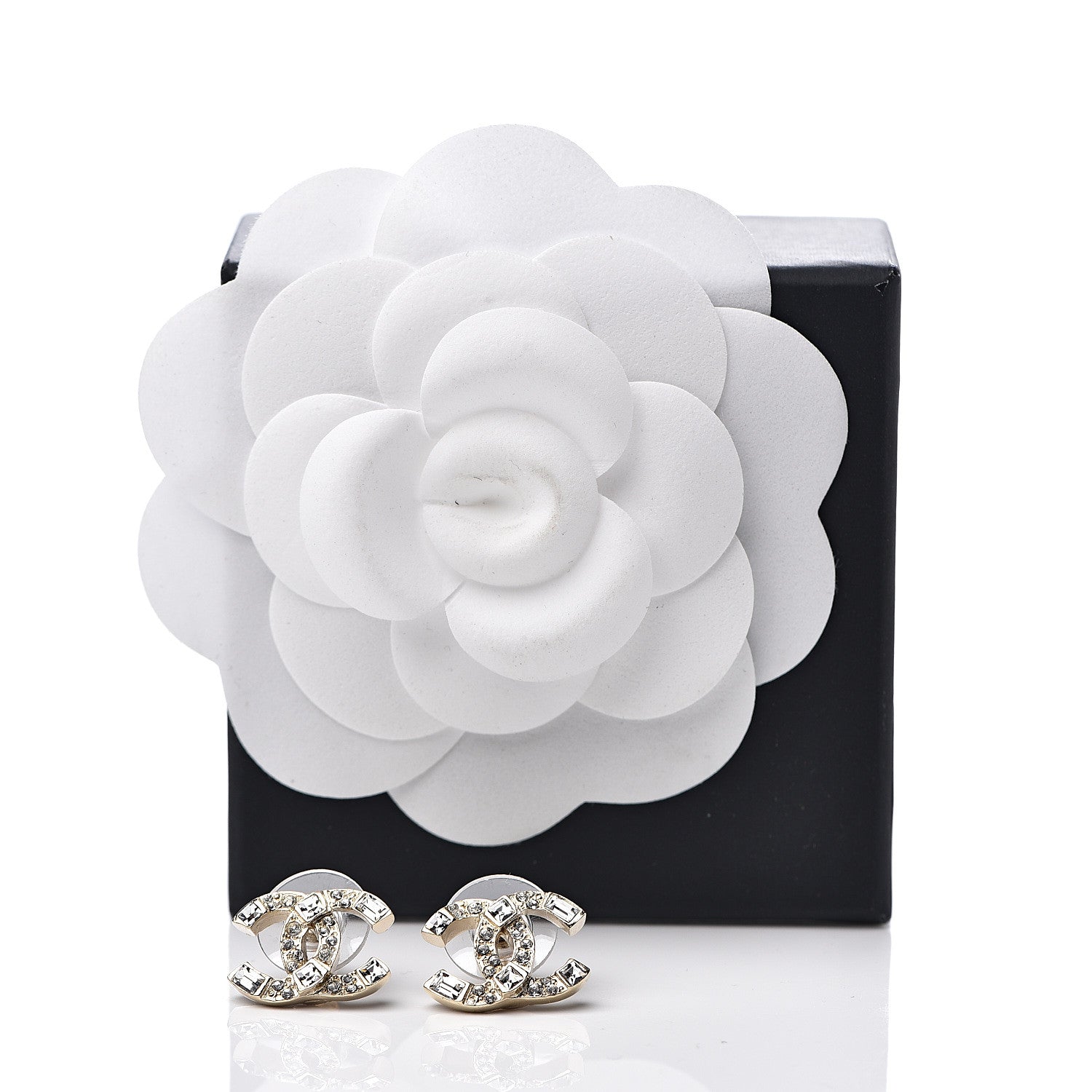 Chanel Crystal Baguette CC Earrings Gold 5 of 5