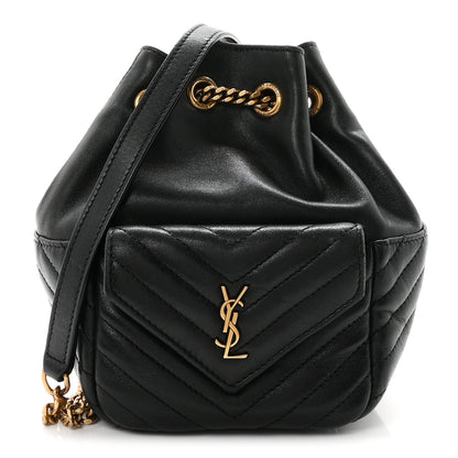 Saint Laurent Lambskin Matelasse Monogram Joe Nano Bucket Bag Black 1 of 10