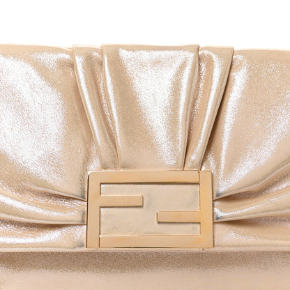 Fendi Shiny Crinkled Lambskin Mia Shoulder Flap Beige Light Gold 8 of 10