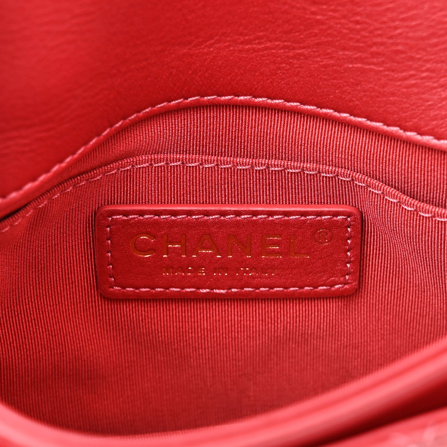 Metallic Calfskin Quilted Top Handle Flap Dark Pink