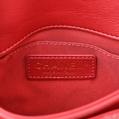 Chanel Metallic Calfskin Quilted Top Handle Flap Dark Pink 6 of 10