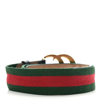 Gucci Nylon Calfskin Double G Web 40mm Belt 85 34 Green Red Black 2 of 8