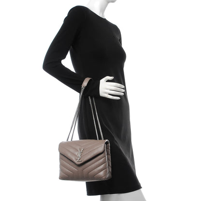 Saint Laurent Calfskin Y Quilted Monogram Small Loulou Chain Satchel Taupe Sable 2 of 7