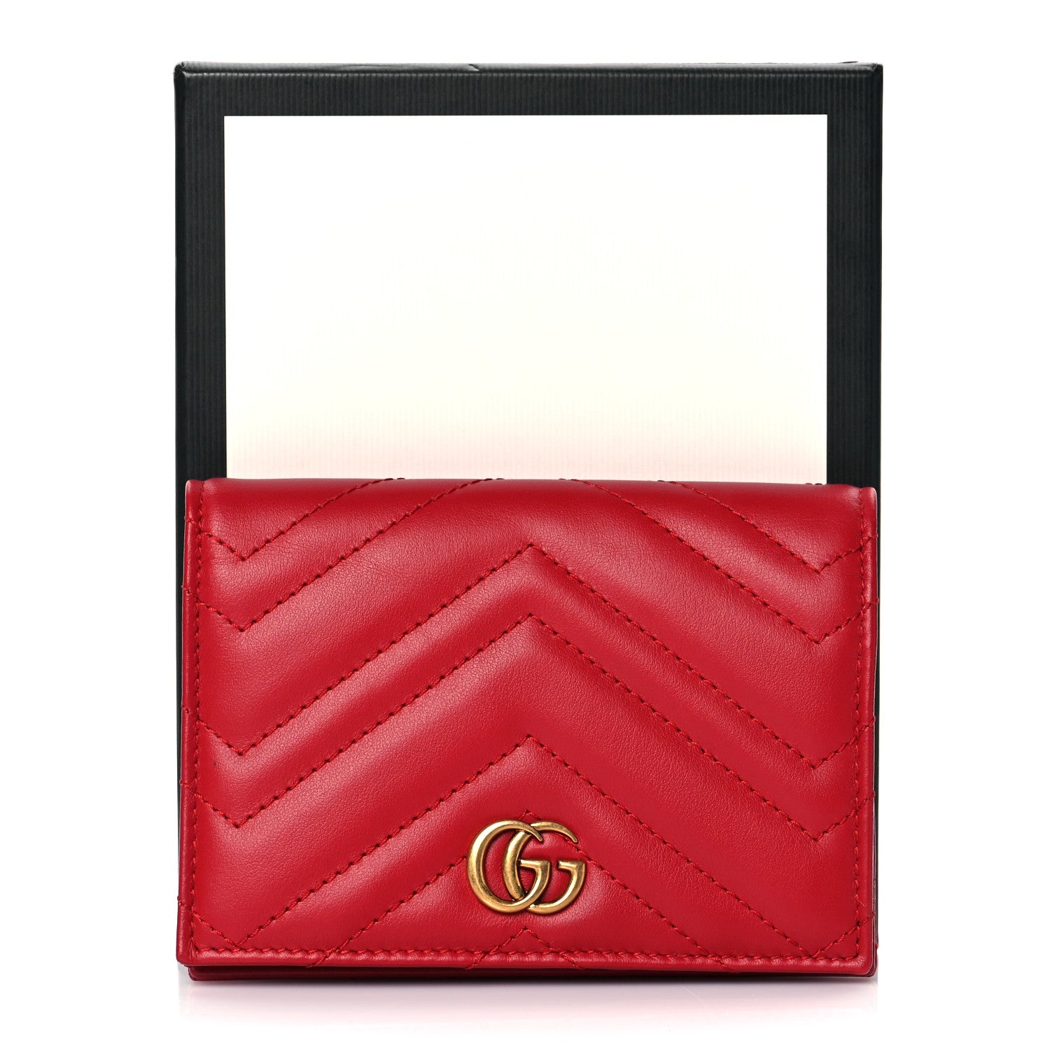 Gucci Calfskin Matelasse GG Marmont Passport Case Hibiscus Red 9 of 9