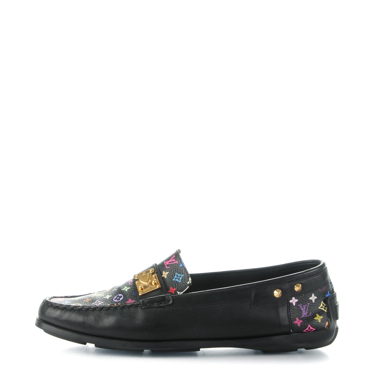 Monogram Multicolor Lock Oxford Loafers 41 Black