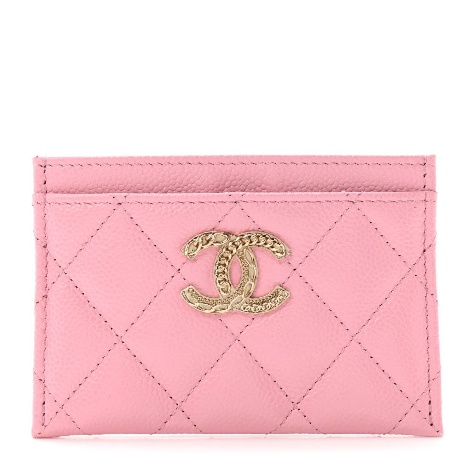 Chanel Caviar Quilted Multi Chain CC Card Holder Pink 1 of 8