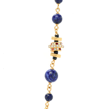Chanel Beaded Enamel CC Long Necklace Blue Gold 7 of 7