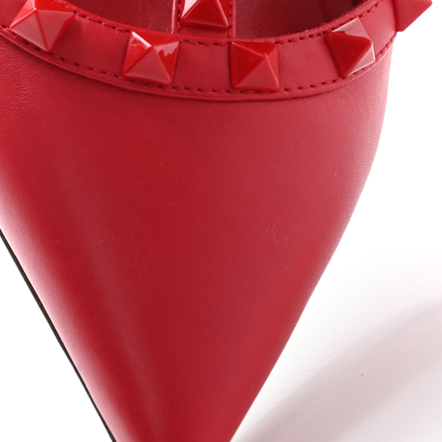 Calfskin Lacquered Monochrome Rockstud Ankle Strap 100mm Pumps 38 Rouge Pur