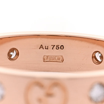 Gucci 18K Rose Gold Diamond Icon Band Ring 54 6.75 5 of 7