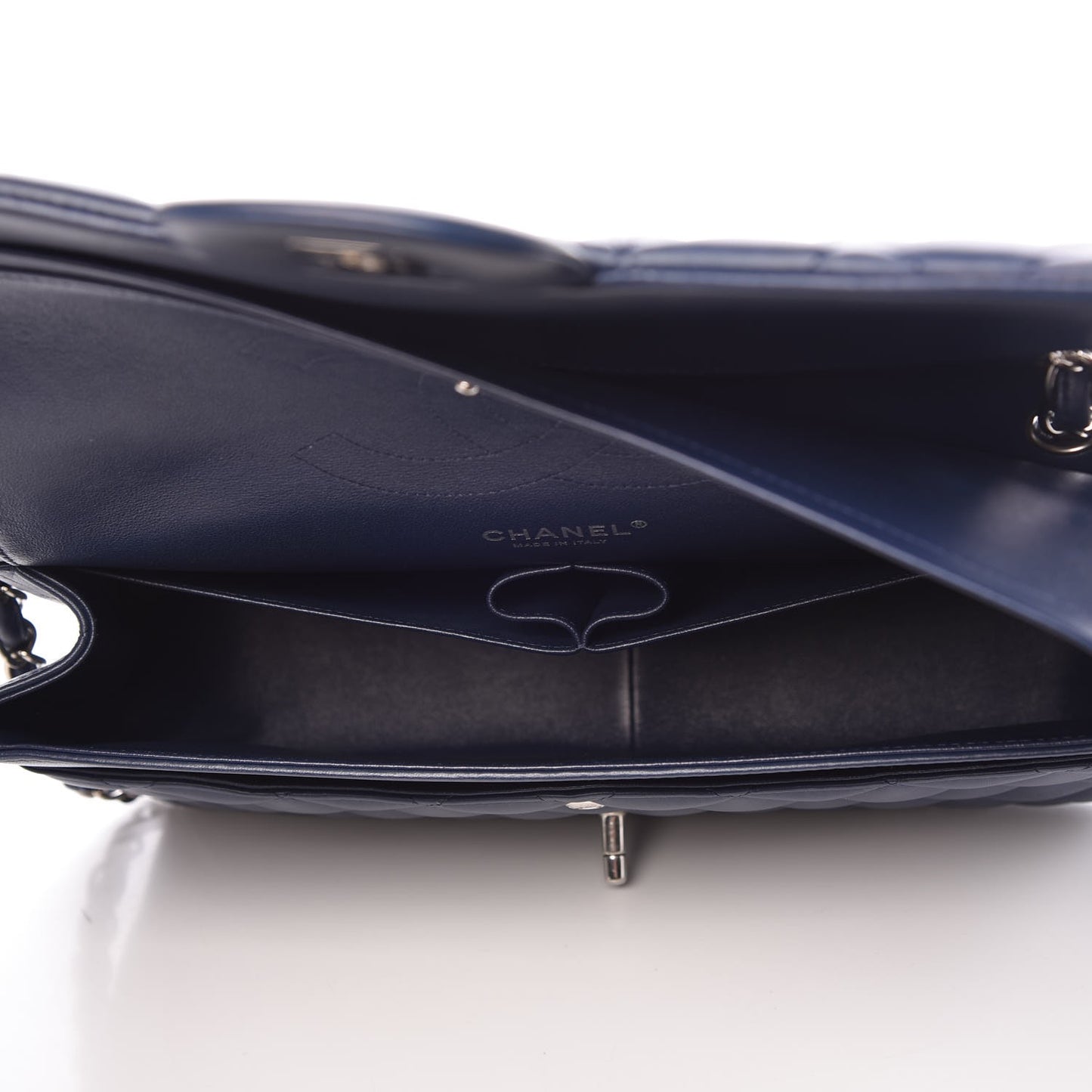 Lambskin Quilted Jumbo Double Flap Dark Blue