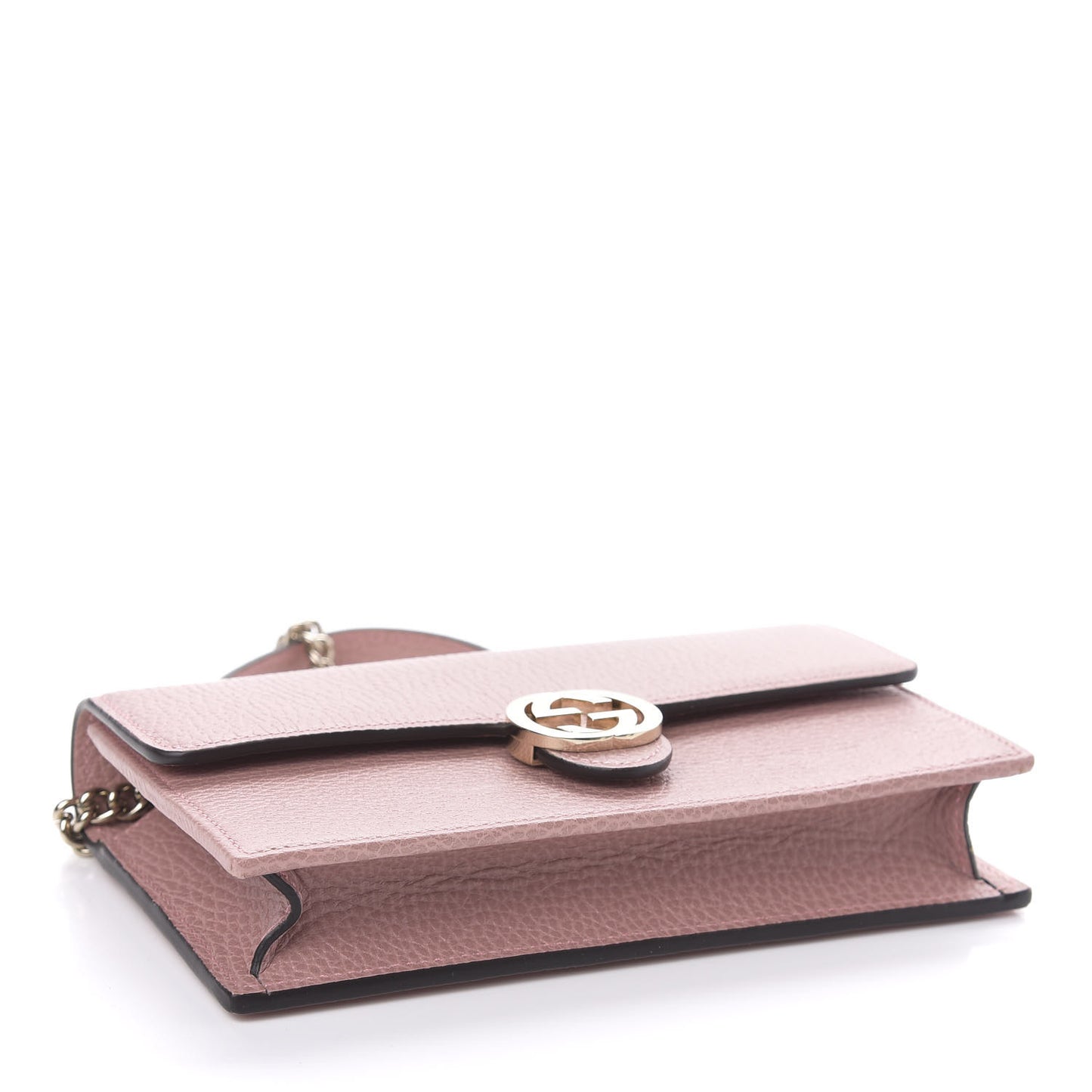 Dollar Calfskin Interlocking G Chain Wallet Soft Pink