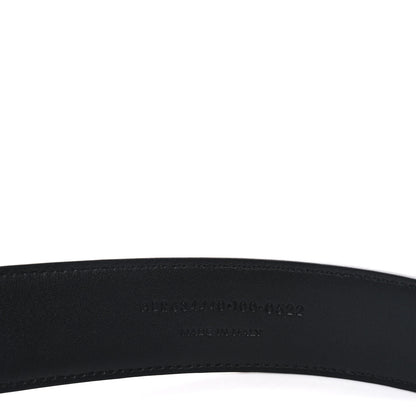 Saint Laurent Calfskin Crocodile Embossed Monogram Square Buckle Belt 100 40 Black 3 of 6
