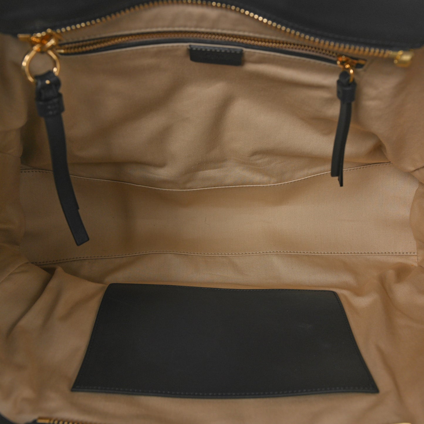 Smooth Calfskin Little Horses Embroidered Tao Zipped Tote Full Blue