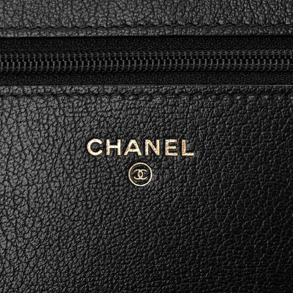 Chanel Lambskin Crystal Quilted Wallet On Chain WOC Black 6 of 11