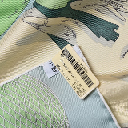 Hermes Silk Hippopolis Scarf 90 Vert De Gris Beige Emeraude 7 of 9