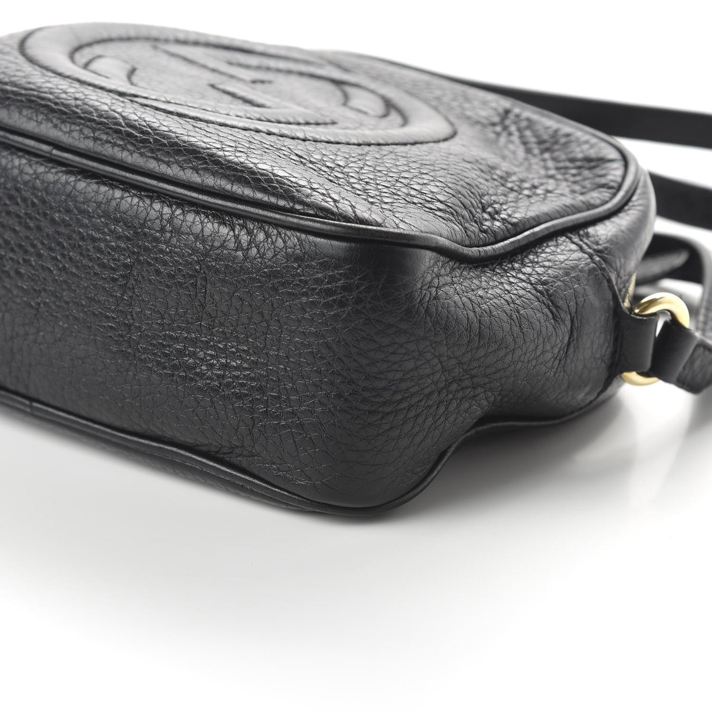 Pebbled Calfskin Small Soho Disco Bag Black