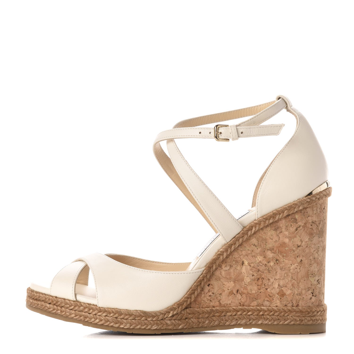 Jimmy Choo Nappa Rope Cork Alanah 105 Wedge 41 Chalk 1 of 8