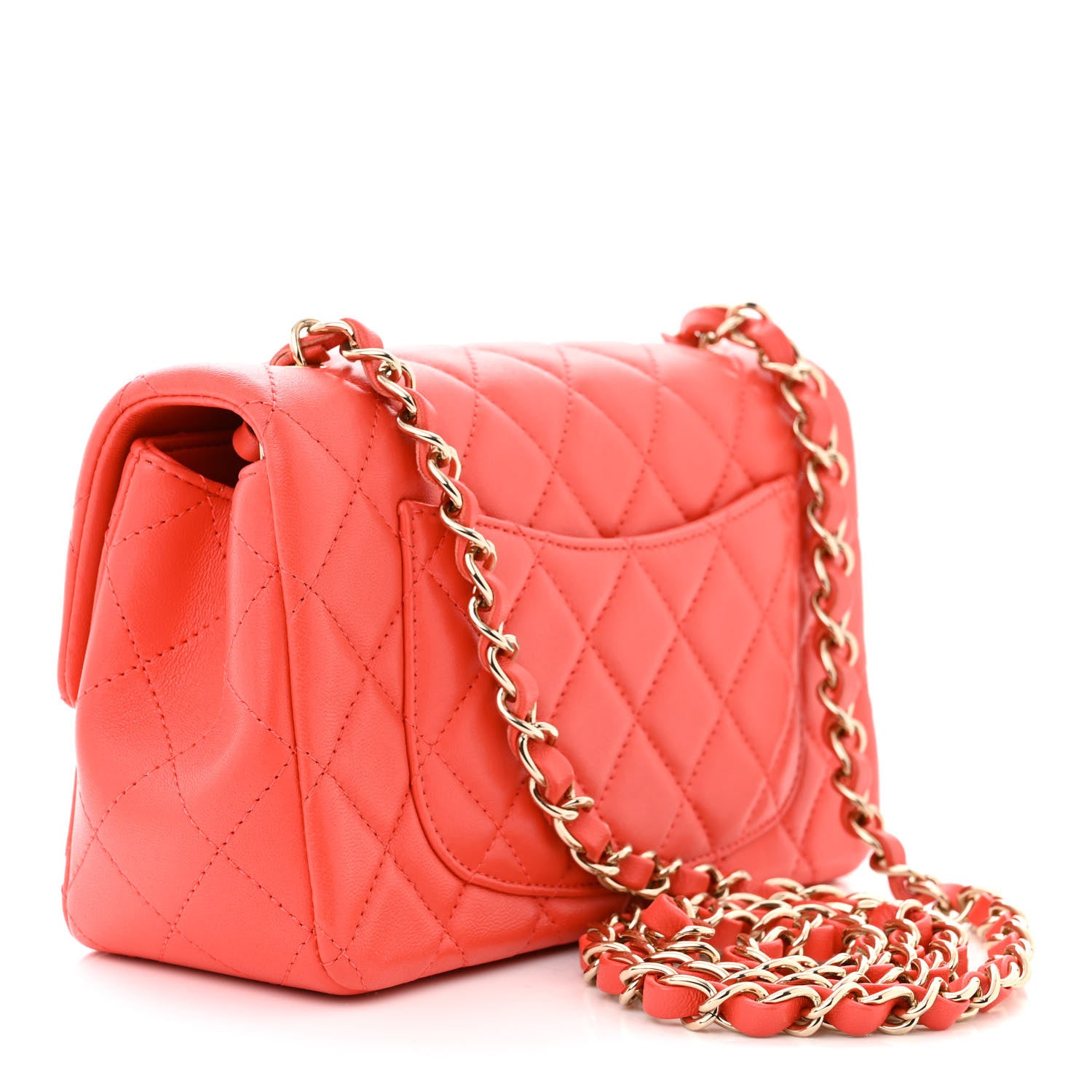 Chanel Lambskin Quilted Mini Rectangular Flap Coral 3 of 11