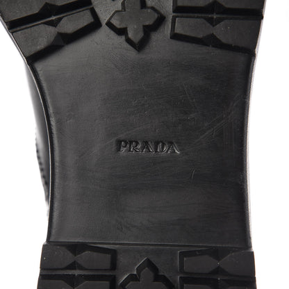 Prada Calfskin Canvas Lace Up Combat Boots 38 Black 10 of 10