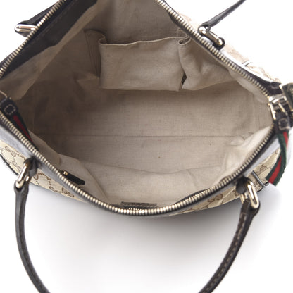 Gucci Monogram Web Mayfair Top Handle Satchel Dark Brown 5 of 19