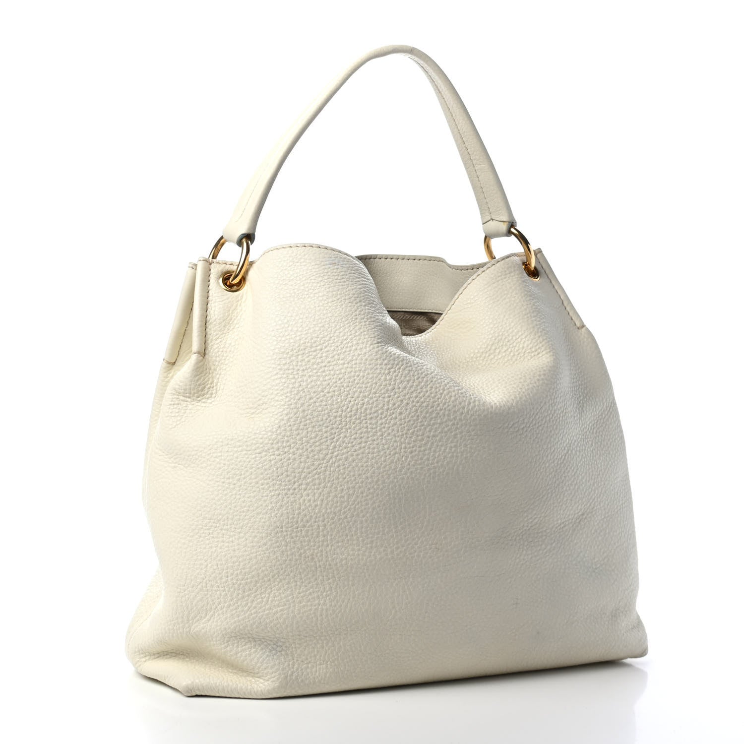 Prada Vitello Daino Logo Hobo White 2 of 5