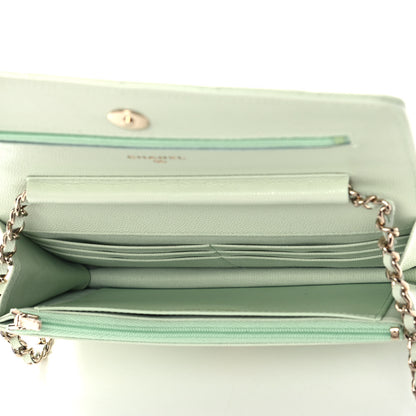 Chanel Caviar Quilted Wallet On Chain WOC Light Green 5 of 10