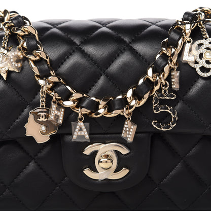 Chanel Lambskin Quilted Mini Coco Charms Rectangular Flap Black 10 of 11