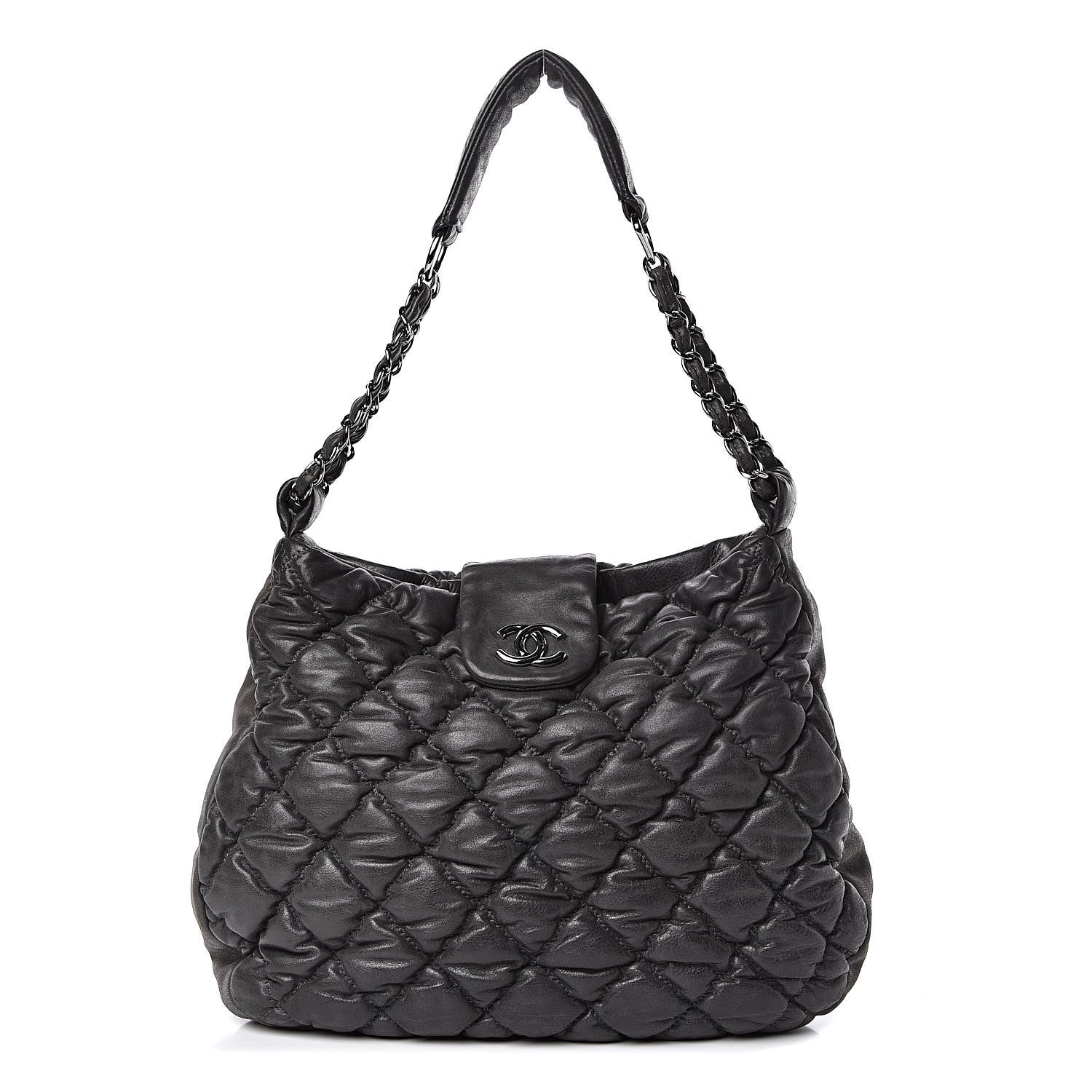Chanel Iridescent Calfskin Bubble Quilt Hobo Grey 1 of 10