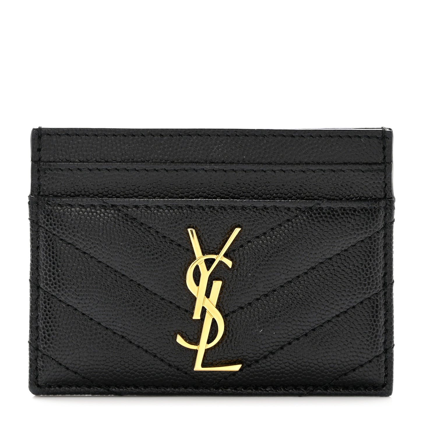 Grain De Poudre Matelasse Chevron Monogram Credit Card Case Black
