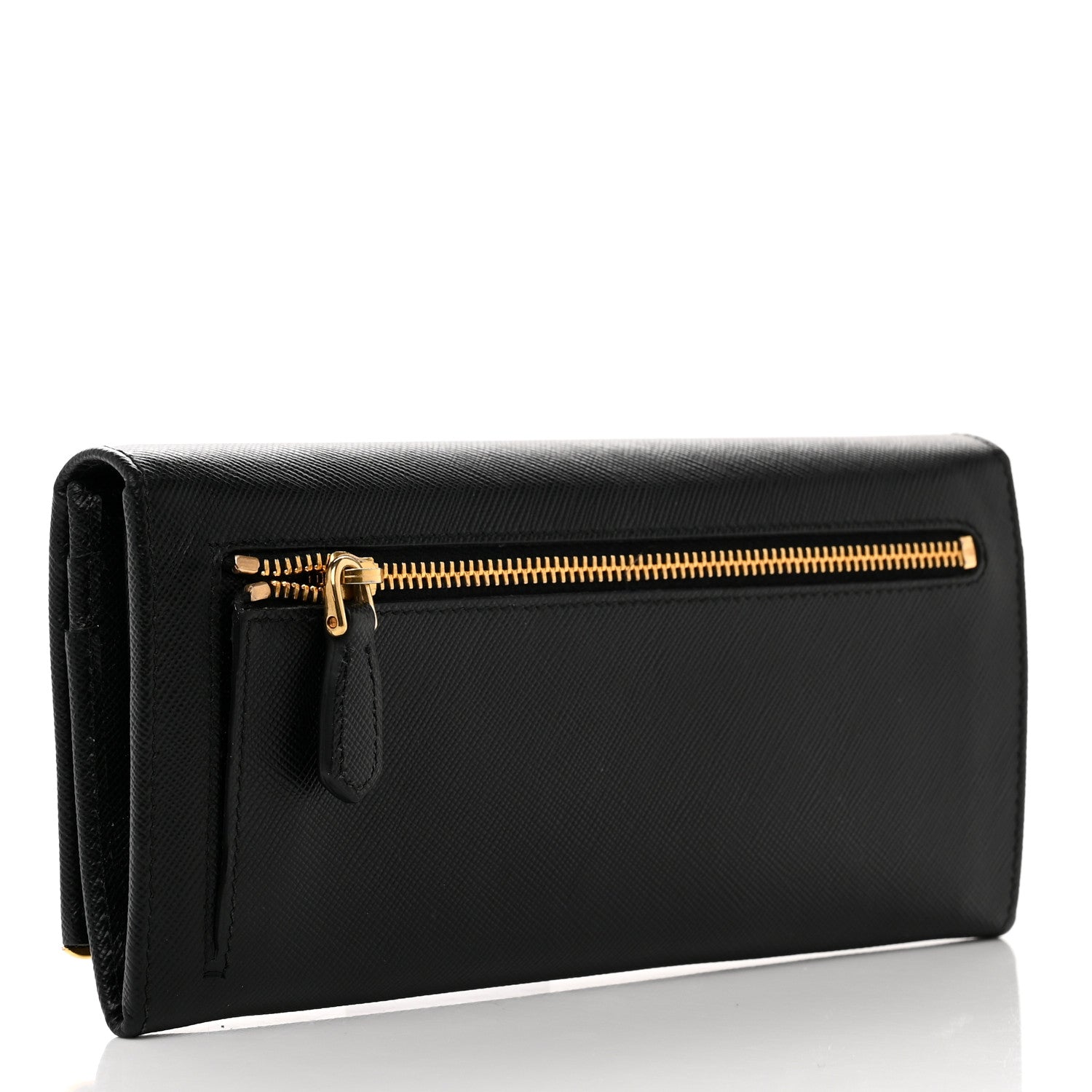 Prada Saffiano Metal Bar Continental Flap Wallet Black 4 of 7