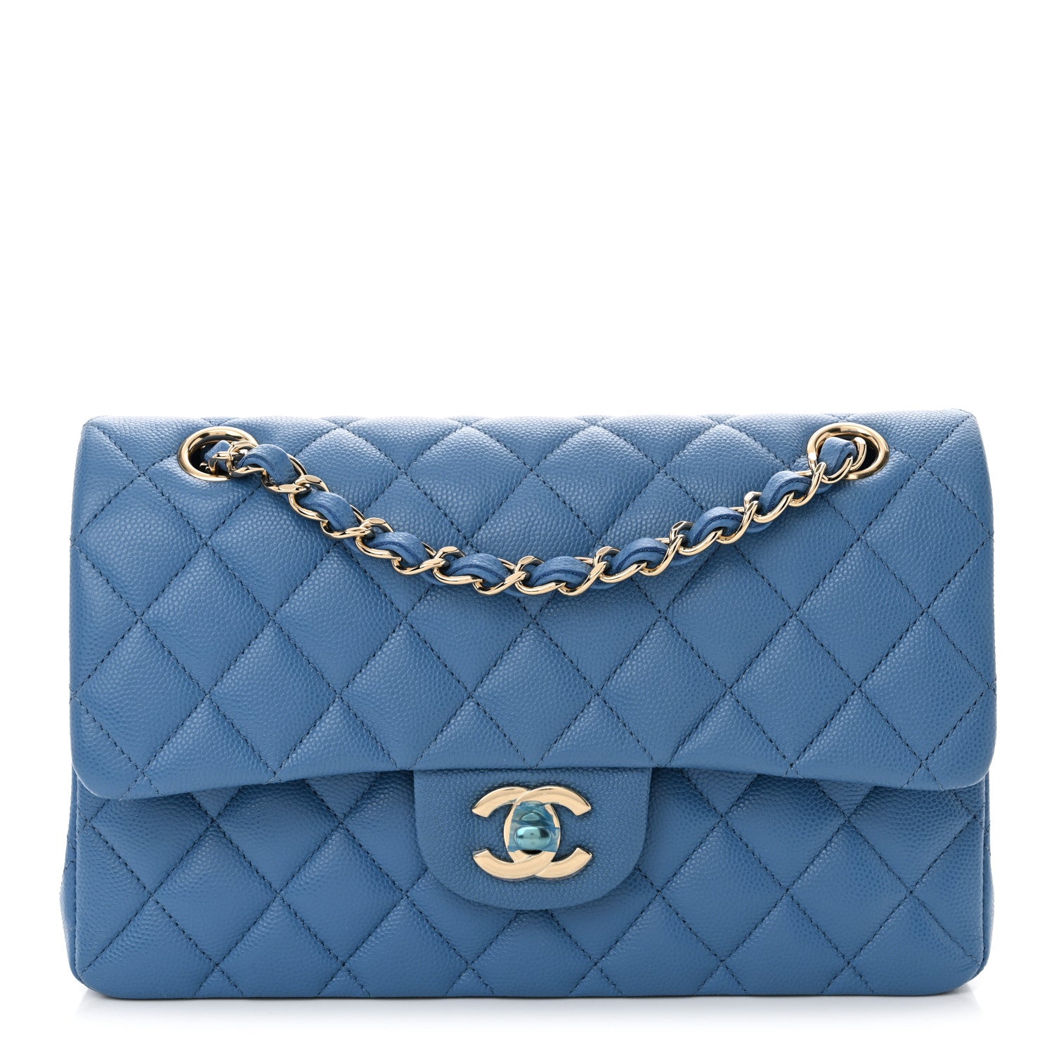 Chanel Caviar Quilted Small Double Flap Blue 1 of 10
