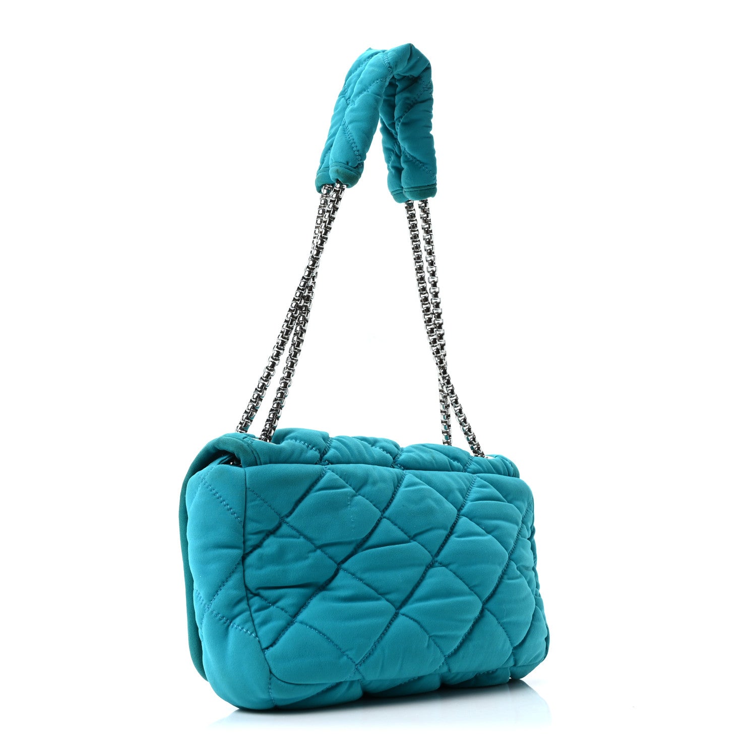 CHANEL ブルーキルティングバッグ Chanel Nylon Bubble Quilt Medium Flap Turquoise 1855717 – FASHIONPHILE