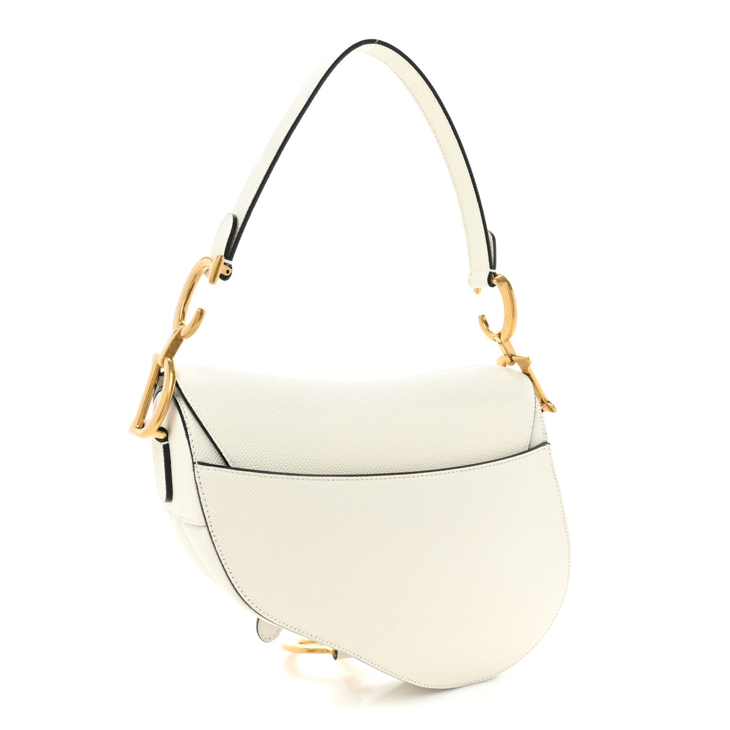 Grained Calfskin Saddle Bag White