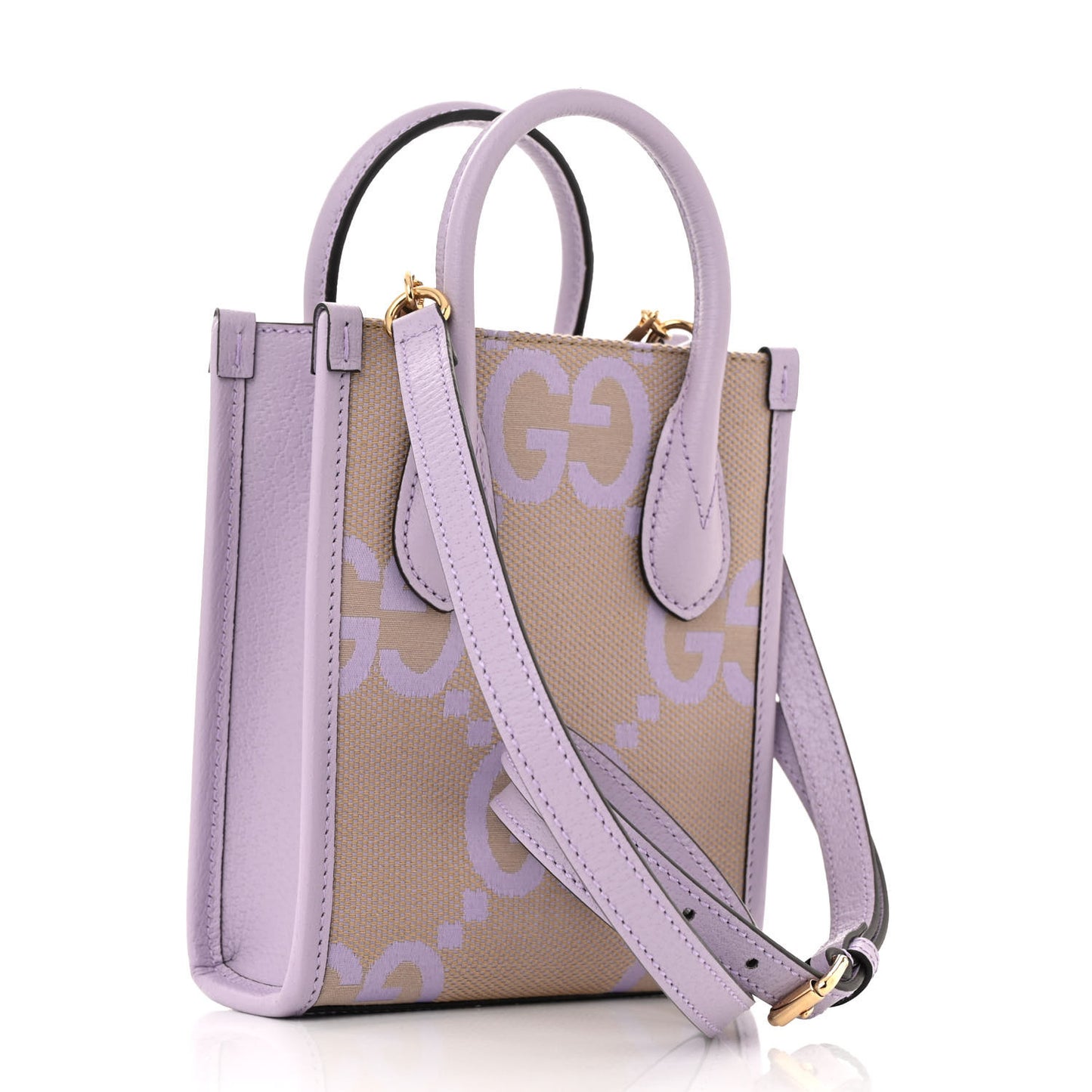 Monogram Jumbo GG Textured Dollar Calfskin Mini Tote Bag Beige Lapis