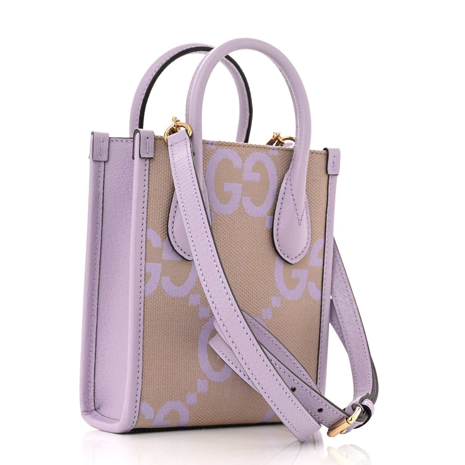 Gucci Monogram Jumbo GG Textured Dollar Calfskin Mini Tote Bag Beige Lapis 3 of 13