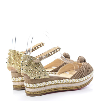 Christian Louboutin Suede Studded Madcarina Platform Sandals 40 Cappuccino 4 of 8