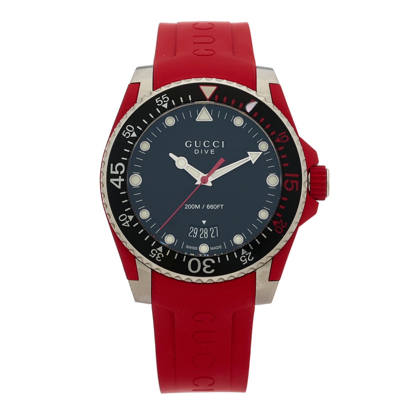 Stainless Steel Rubber 45mm Dive GMT Quartz Watch Red