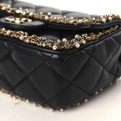 Chanel Lambskin Quilted Pearl Edge Mini Rectangular Flap Bag Black 9 of 9