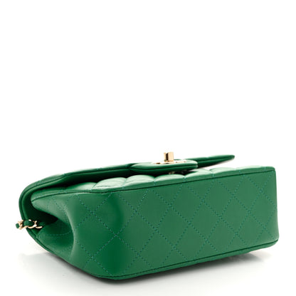Chanel Lambskin Quilted Mini Top Handle Rectangular Flap Green 4 of 10