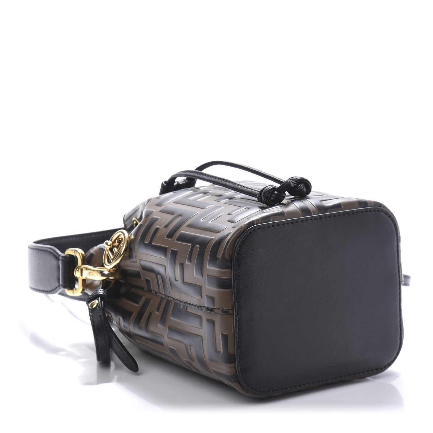 Vitello Liberty F is Fendi Bi-Color FF 1974 Embossed Mini Mon Tresor Bucket Bag Maya Black