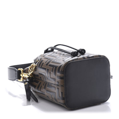 Fendi Vitello Liberty F is Fendi Bi-Color FF 1974 Embossed Mini Mon Tresor Bucket Bag Maya Black 4 of 10