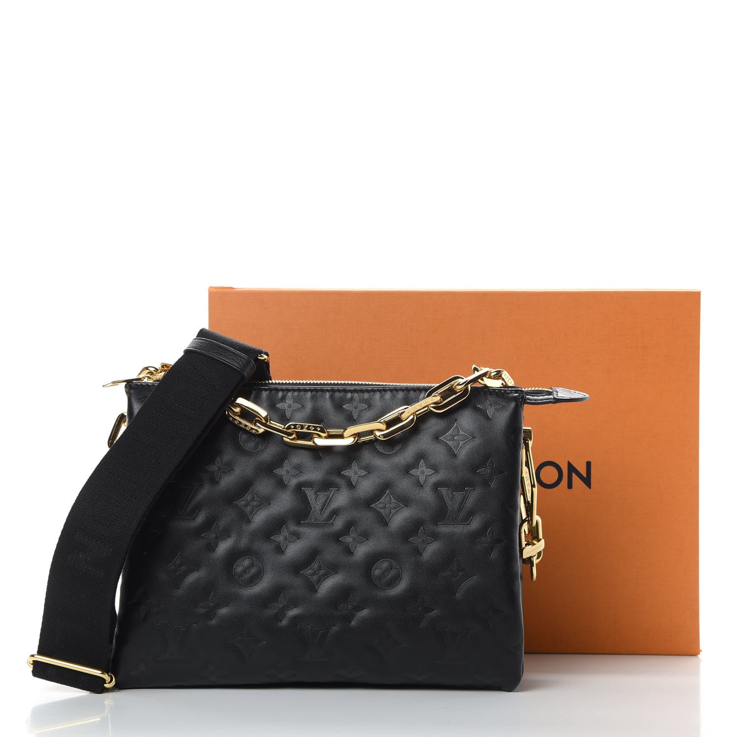 Louis Vuitton Lambskin Embossed Monogram Coussin PM Black 13 of 13