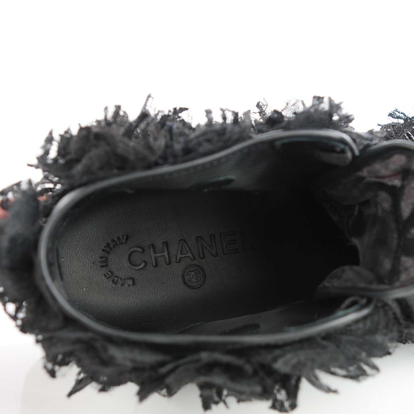 Lace Mesh Camellia High Top Sneakers 38 Black
