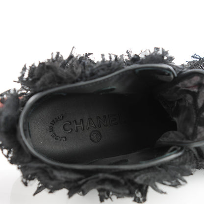 Chanel Lace Mesh Camellia High Top Sneakers 38 Black 6 of 7